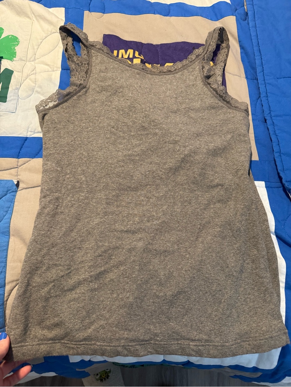 Maidenform flexees Lace Trim Gray Tank Top